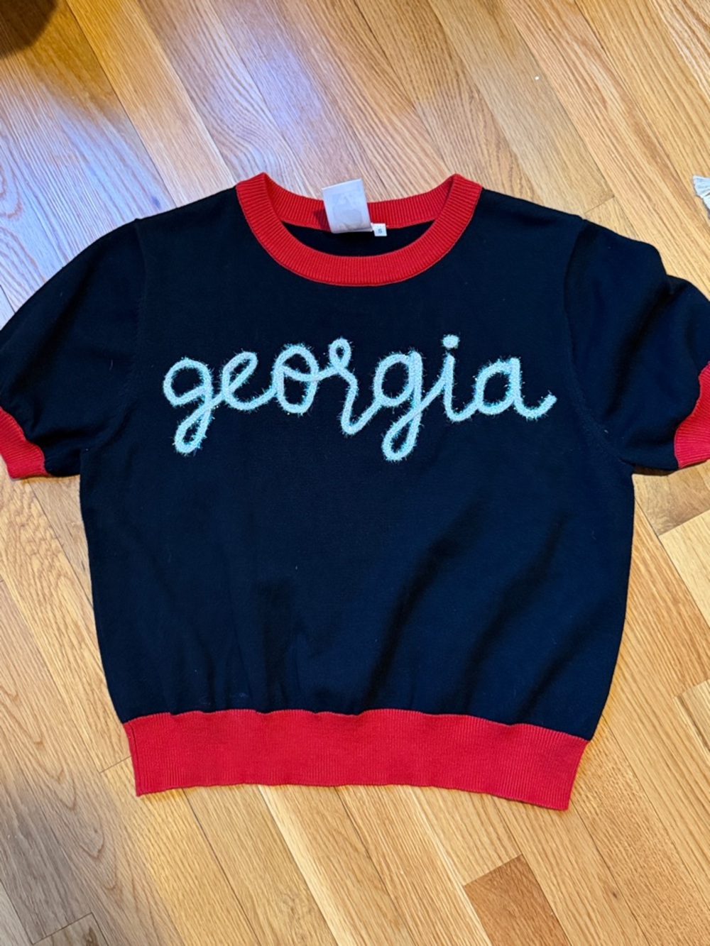 Queen of Sparkles Black and Red Georgia Sweater Small UGA Dawgs boutique script